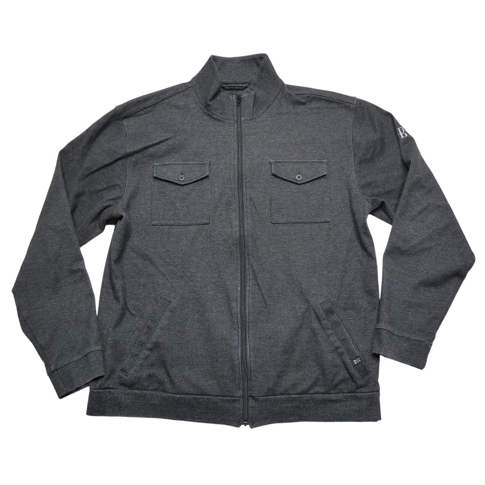 2UNDR Jacket Mens XL Gray Full Zip Knit Track Casual Check Pockets Stand Collar